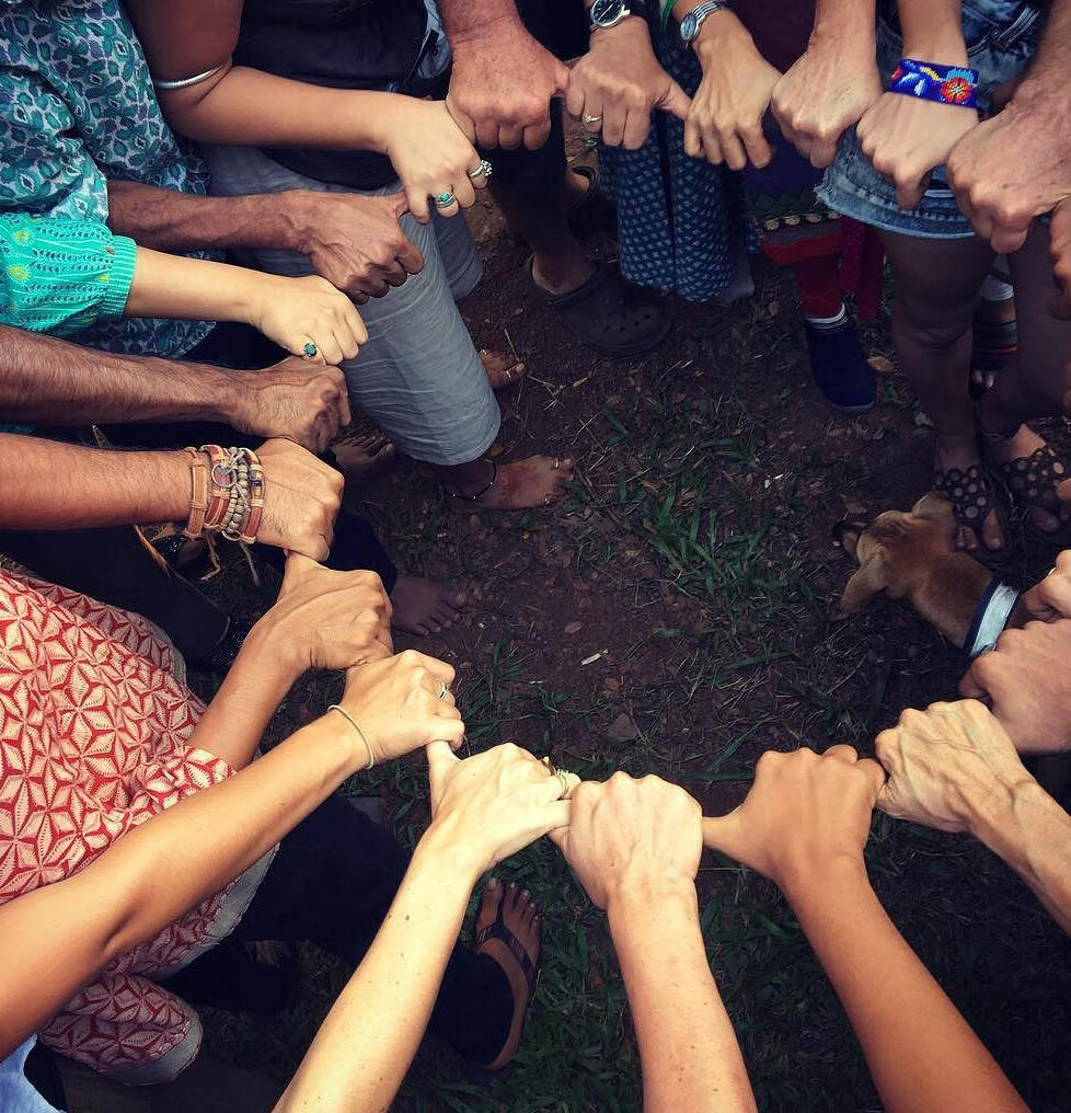 Circle of people working together